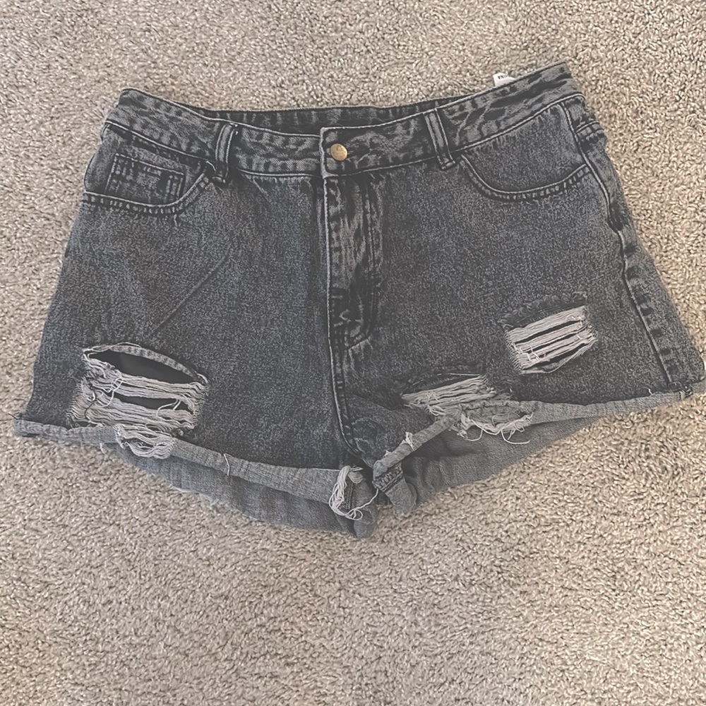 black denim shorts